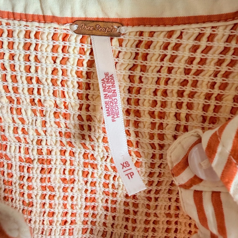 Free People Orange and White Textured Top - Picture 7 of 10
